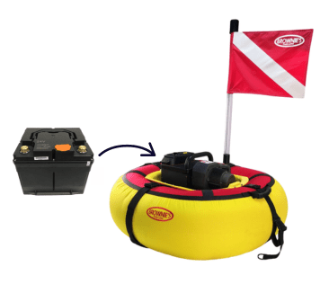 SeaLion-Dive-System-with-Battery-Unit SeaLion Dive System next to its Battery Pack