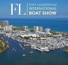 Aerial view of the Fort Lauderdale International Boat Show, showcasing yachts, boats, and waterfront exhibits