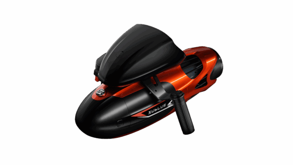 Sublue Vapor underwater scooter in red and black with dual motors and OLED display