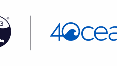 BLU3 and 4ocean partnership logo lockup representing the collaboration that supports verified ocean cleanup operations.